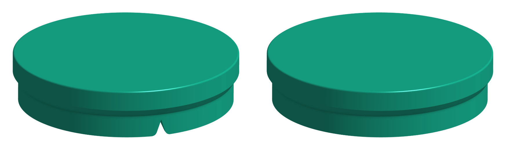 Visual of a short shot part (left) vs. a fully formed part (right).