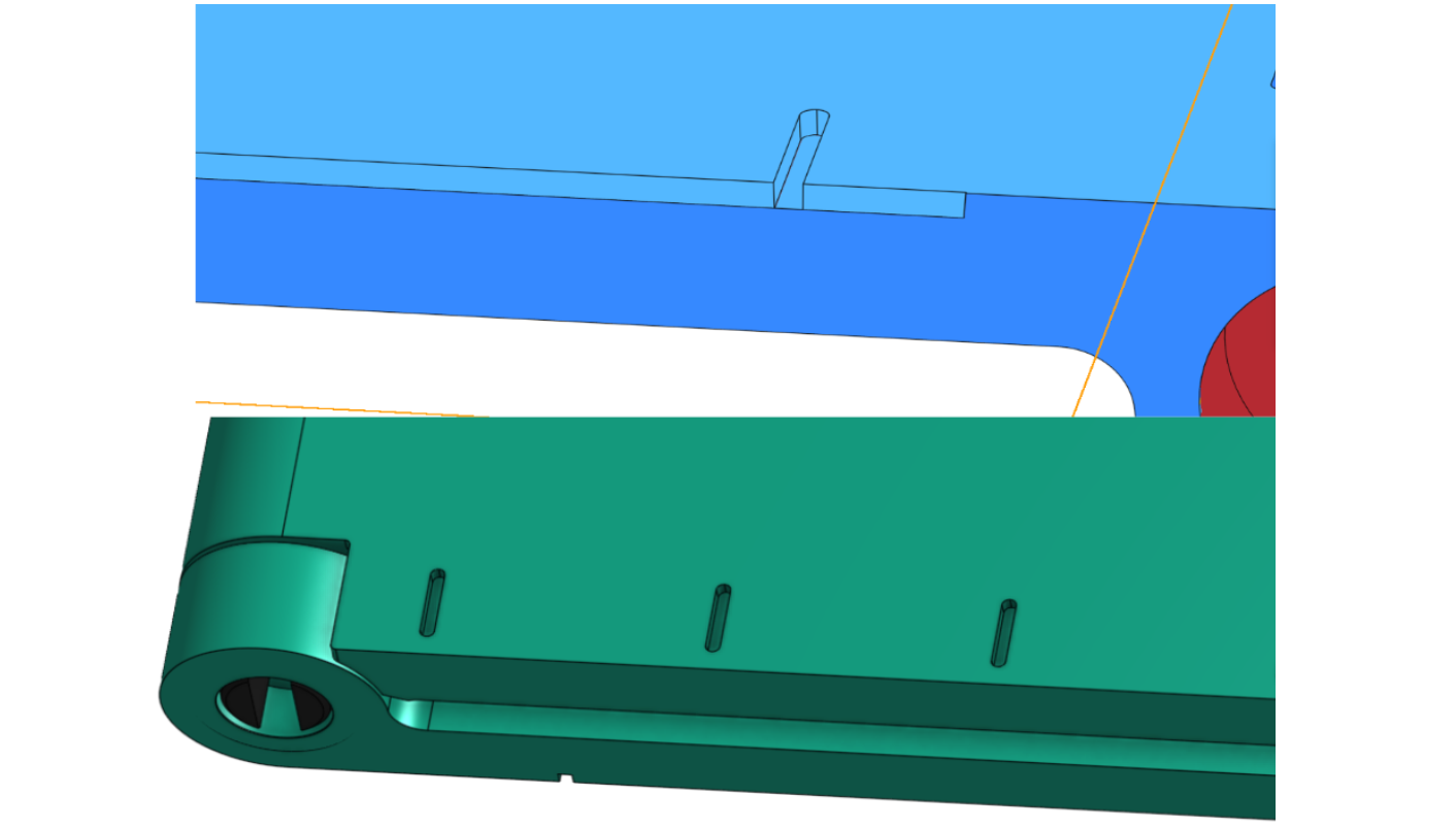 Design change to mitigate the jogged parting line at measurement markers