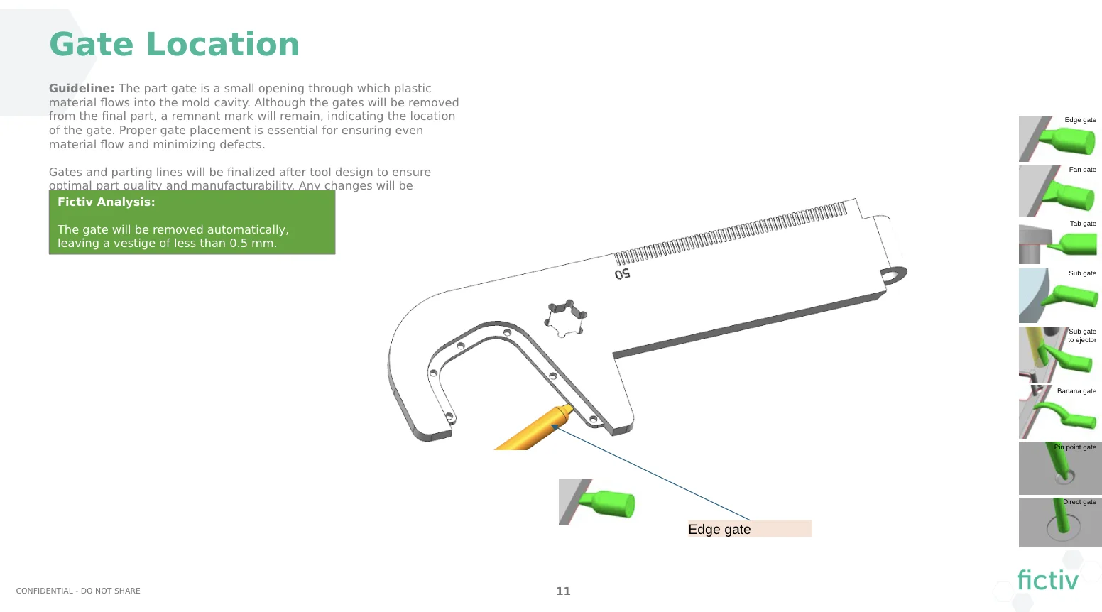 Fictiv DFM edge - Fictiv Edge gate location
