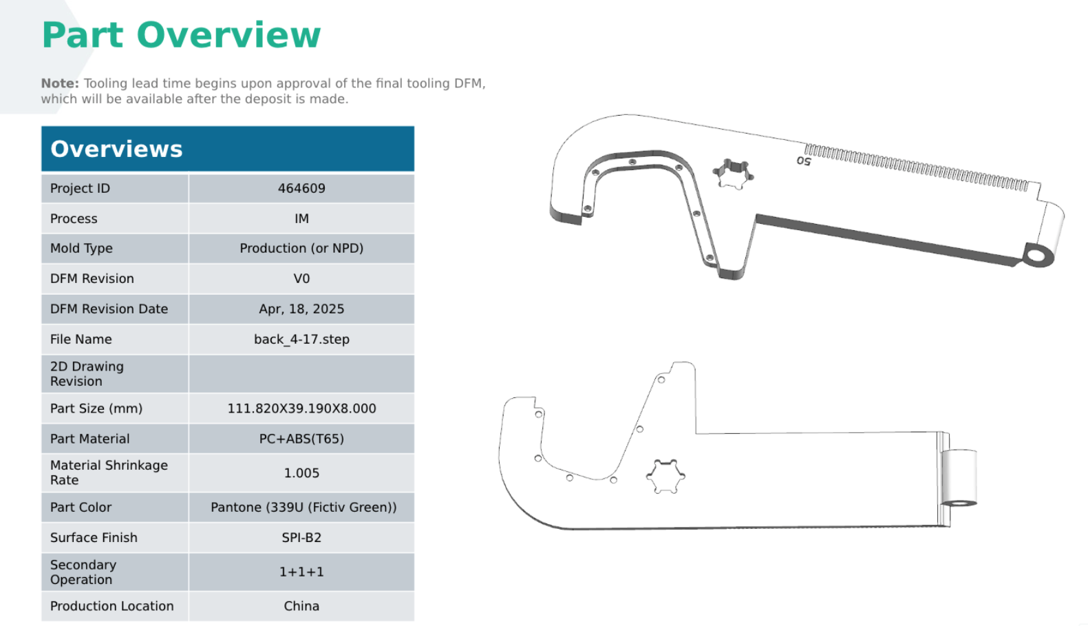 Fictiv DFM Part overview