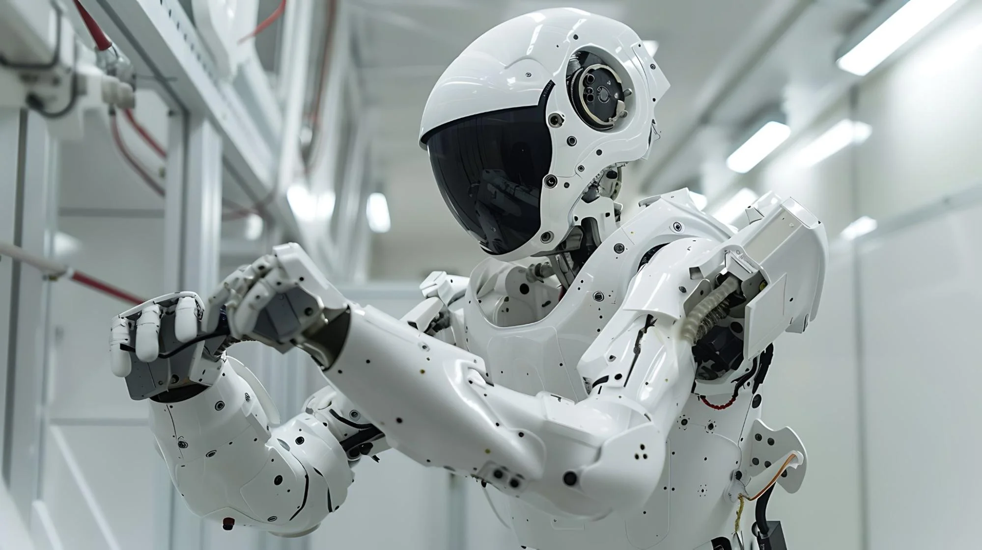 humanoid robots dexterity - Fictiv A humanoid robot shows its dexterity by handling a part off the assembly line.