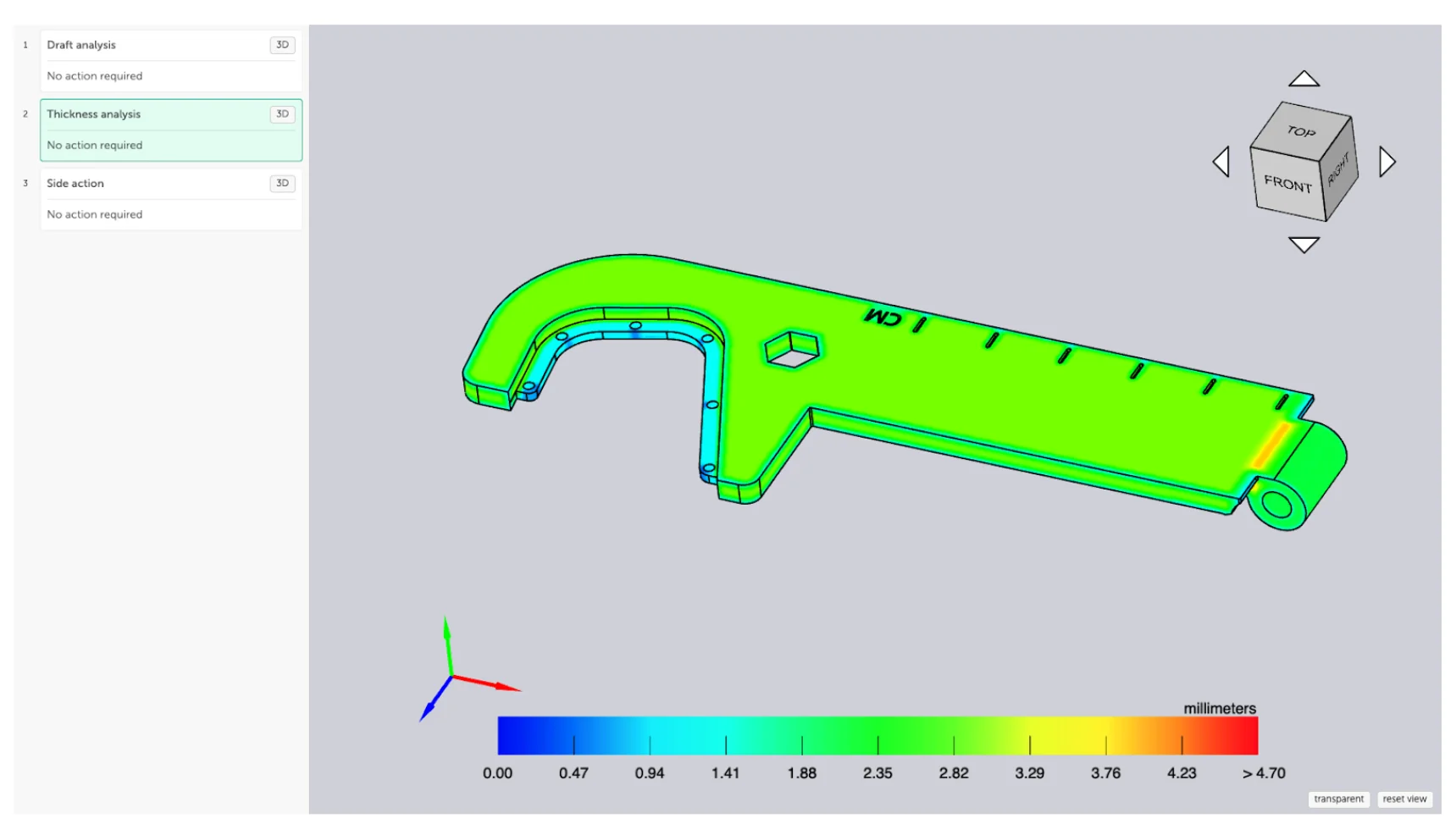 Auto DFM for injection molded part