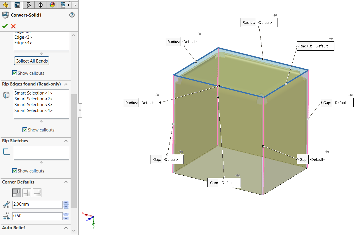 Sheet metal Corner treatment options in CAD software
