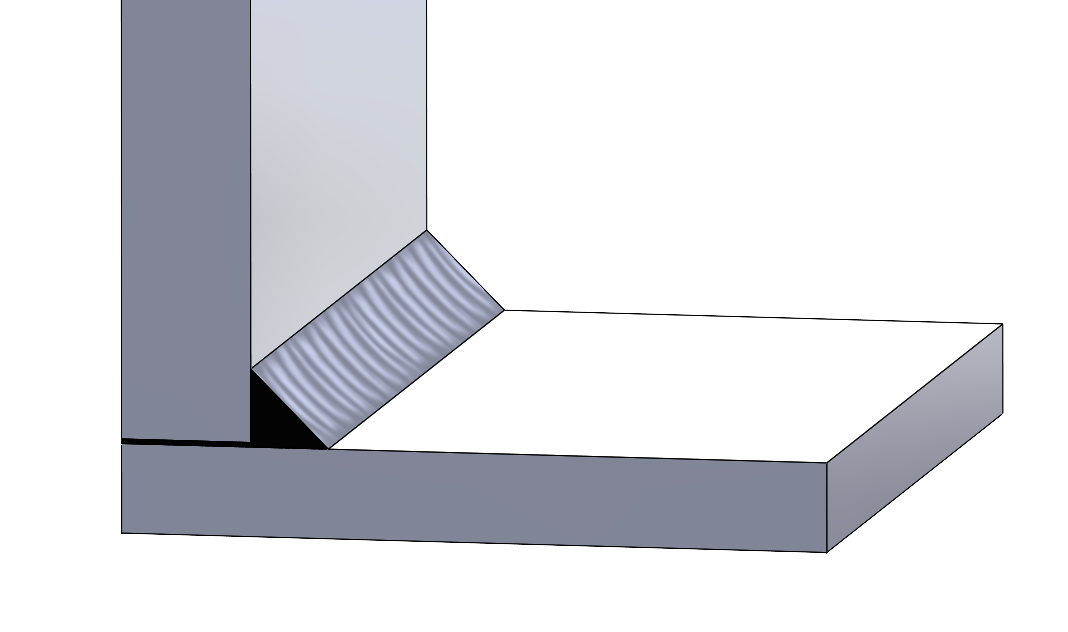 Fillet weld on the inner corner of a sheet metal assembly