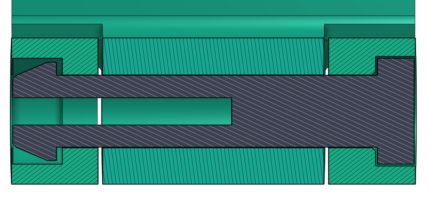 Hinge assembly cross-section in CAD