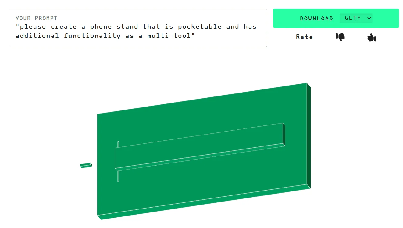 ai tools my image - Fictiv Text-to CAD prompt and result