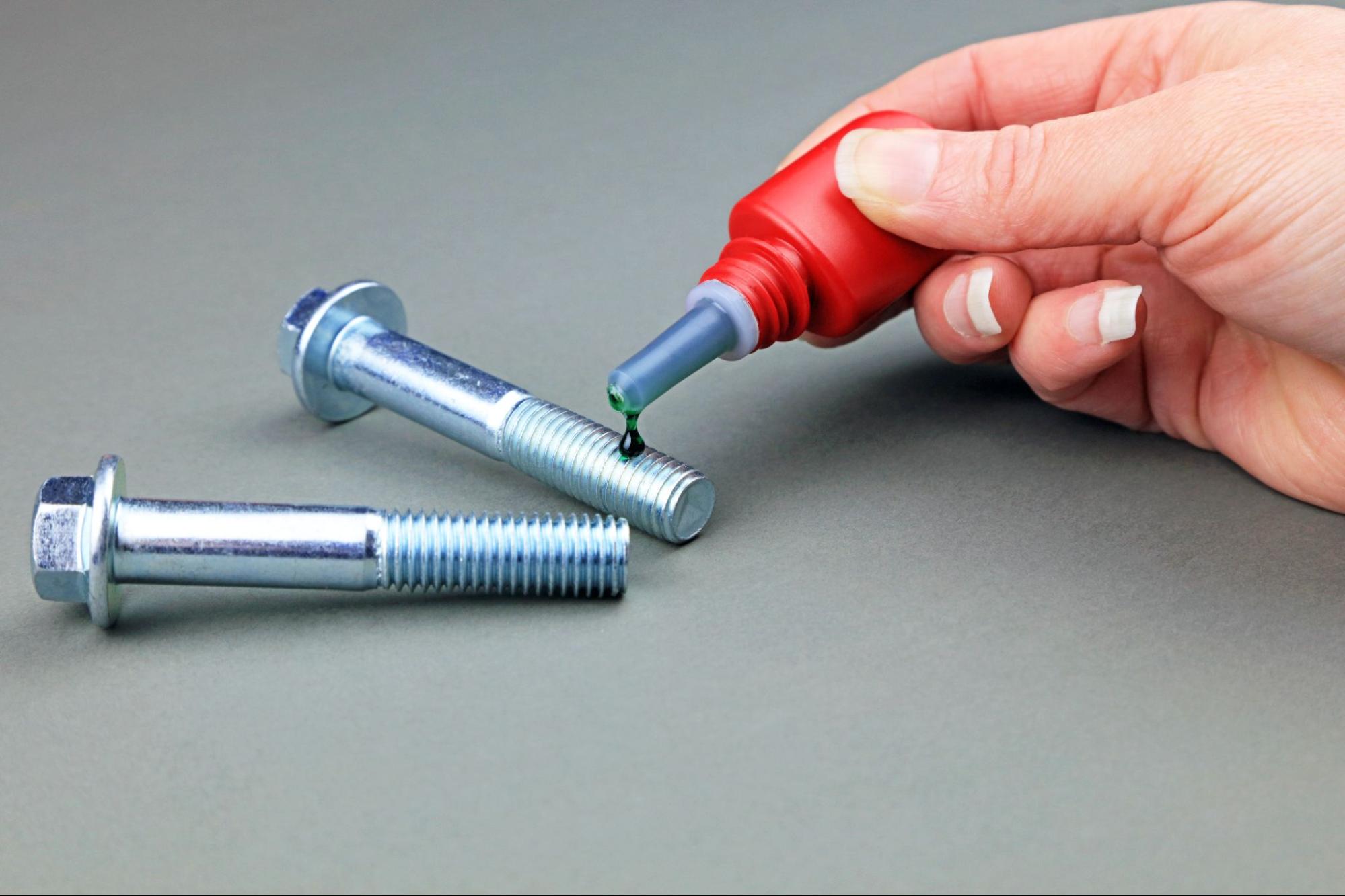 Threadlocker is an anaerobic adhesive commonly used to secure threaded fasteners