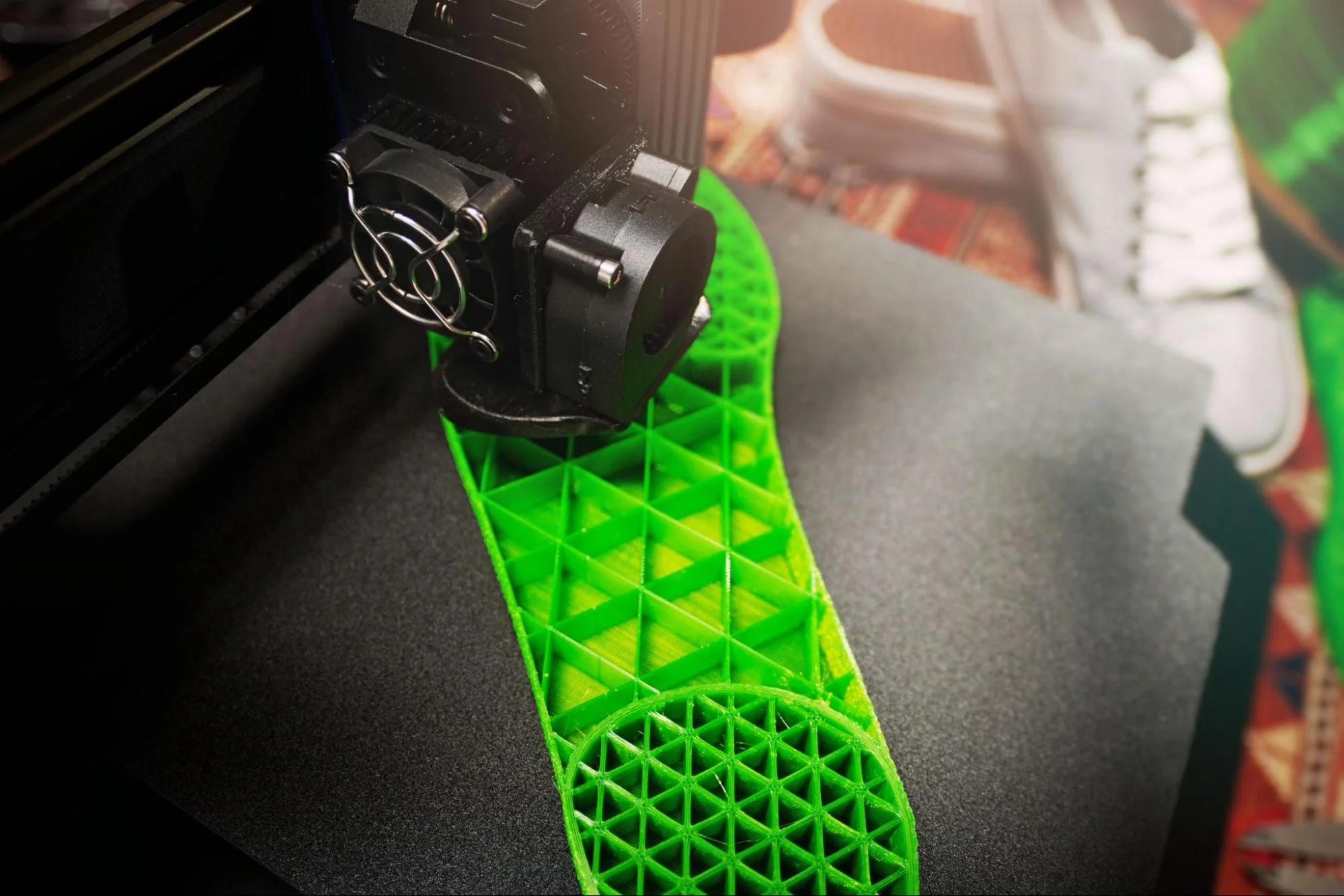 flexible materials shoe - Fictiv Shoe sole 3D printed with flexible material.
