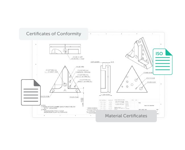 Fictiv provides material certificates and conformity certificates to support quality control.
