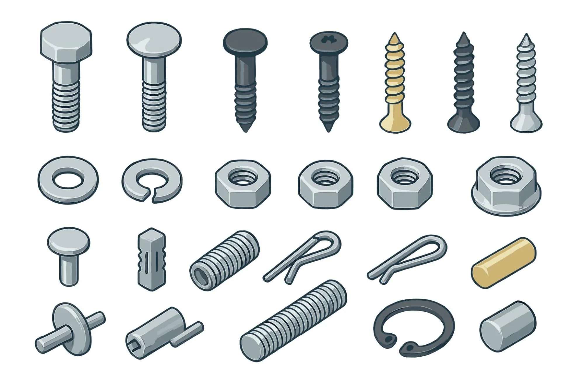 guide-to-assembly-blog-img-7 - Fictiv Types of mechanical fasteners.