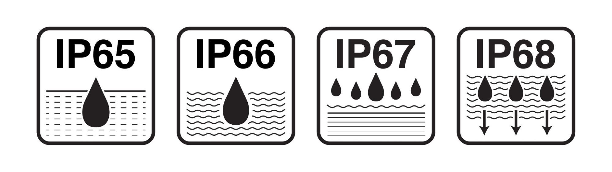 IP ratings for ingress protection.