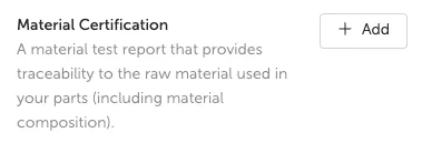 Material Certificate Quote Add - Fictiv Material certification test report for traceability