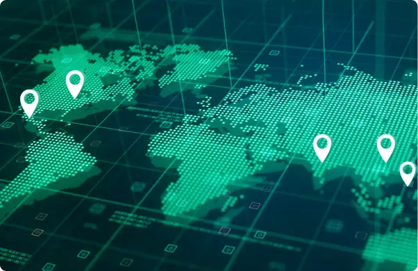 Map showing Fictiv production across five global manufacturing hubs