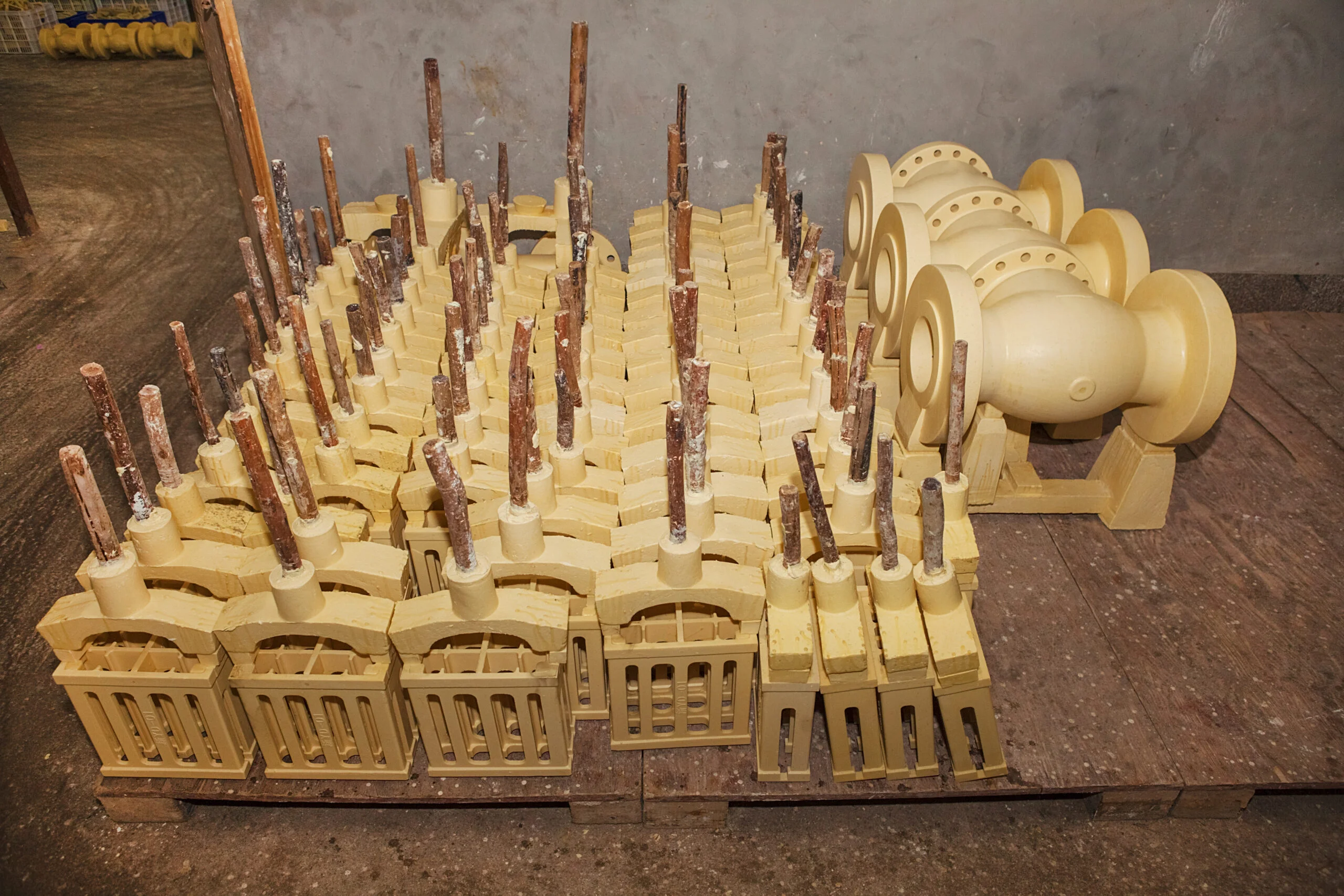 Wax patterns prepared for investment (lost wax) casting