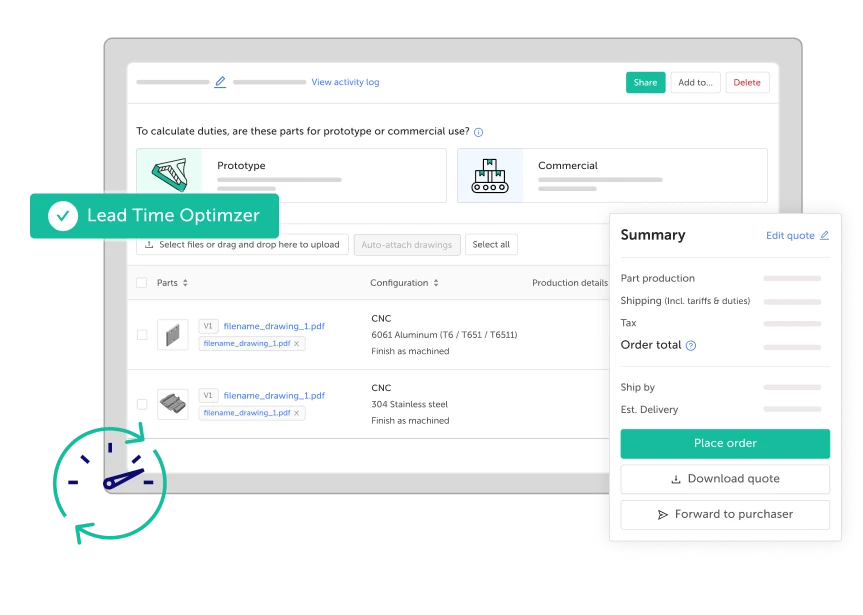Get pricing in minutes in the Fictiv platform