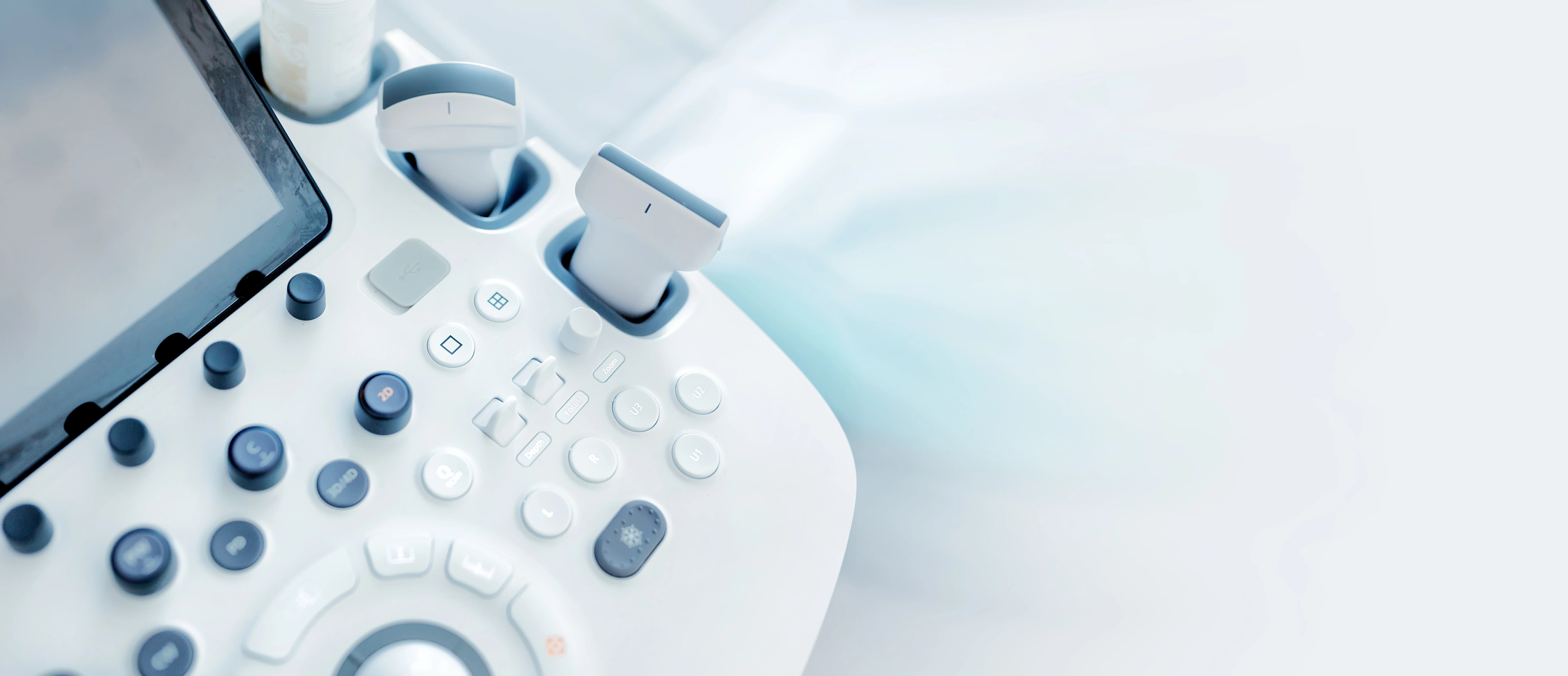 Modern equipment An ultrasound device and a couch - Fictiv Medical equipment ultrasound machine