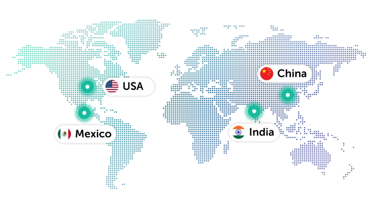 Global manufacturing centers map